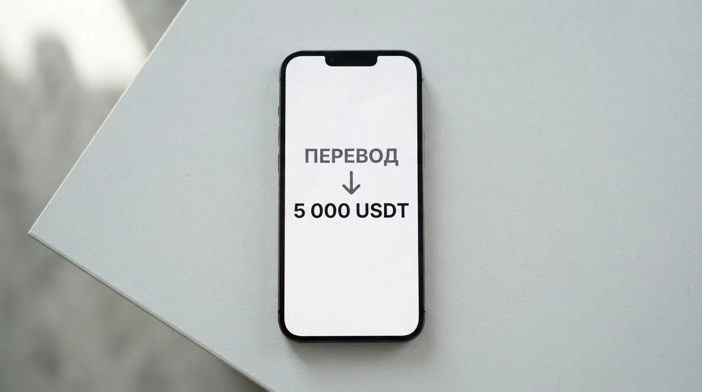 Телефон с экраном перевода стейблкоина