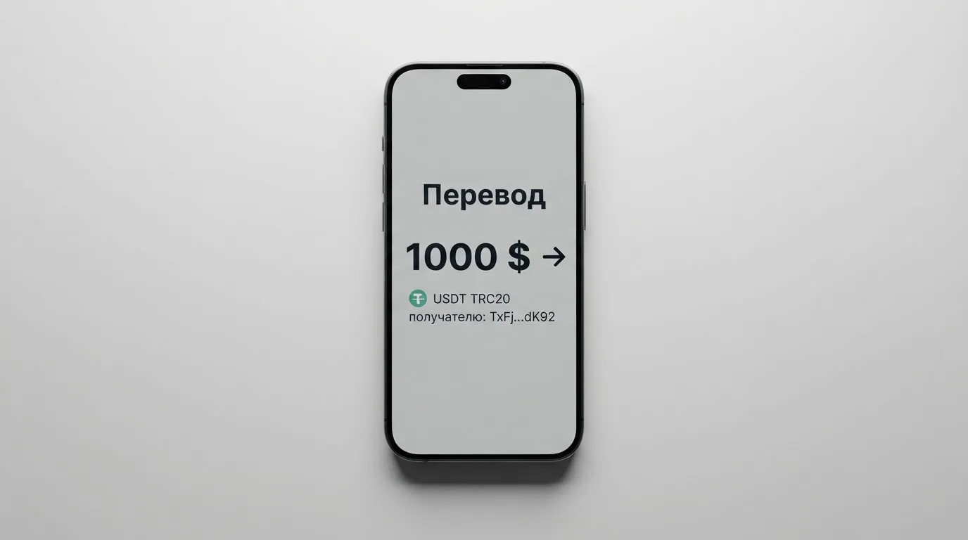 Телефон с экраном перевода стейблкоина