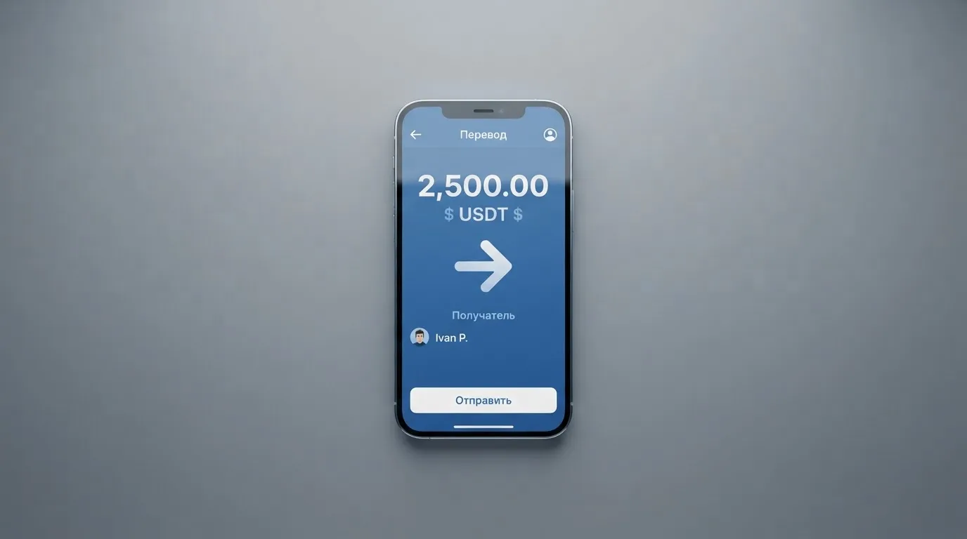 Телефон с экраном перевода стейблкоина