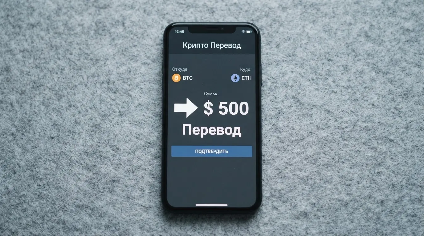 Телефон с экраном перевода стейблкоина