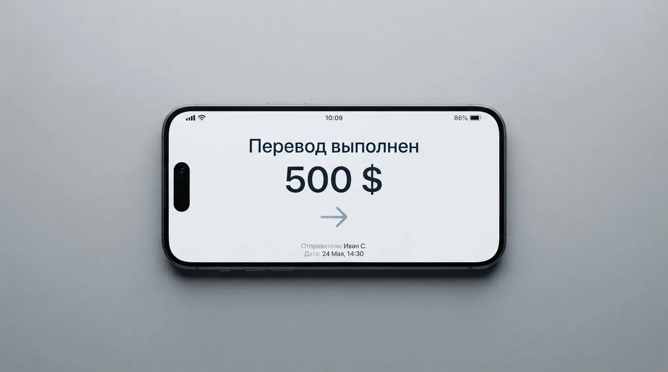Телефон с экраном перевода стейблкоина