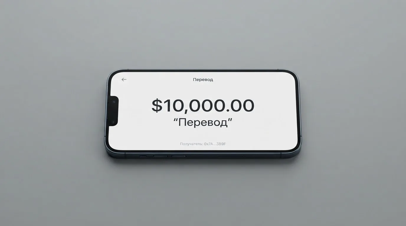 Телефон с экраном перевода стейблкоина