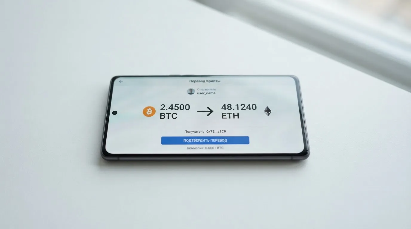 Телефон с экраном перевода стейблкоина