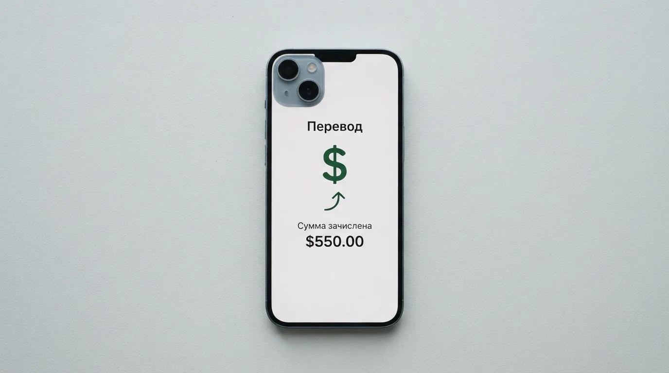 Телефон с экраном перевода стейблкоина