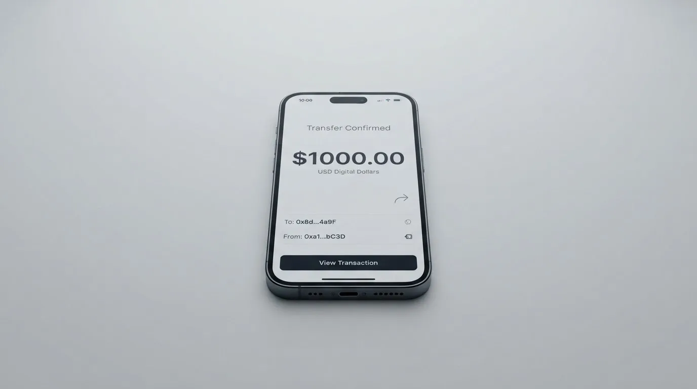 Телефон с экраном перевода стейблкоина