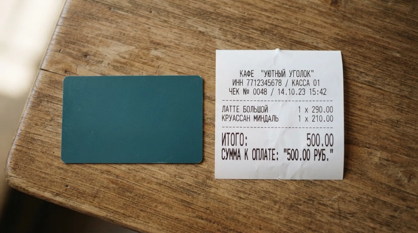 Чек и карта на столике в кафе