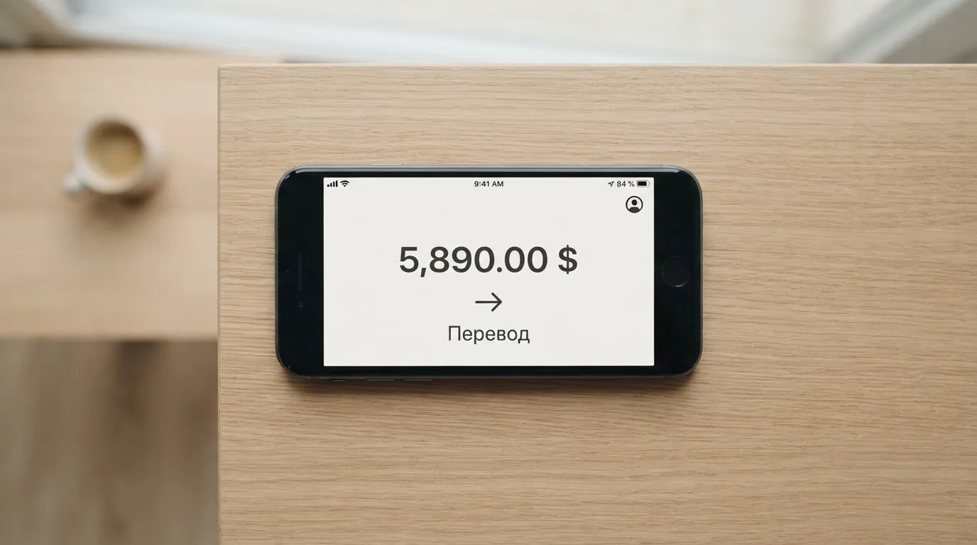 Телефон с экраном перевода стейблкоина