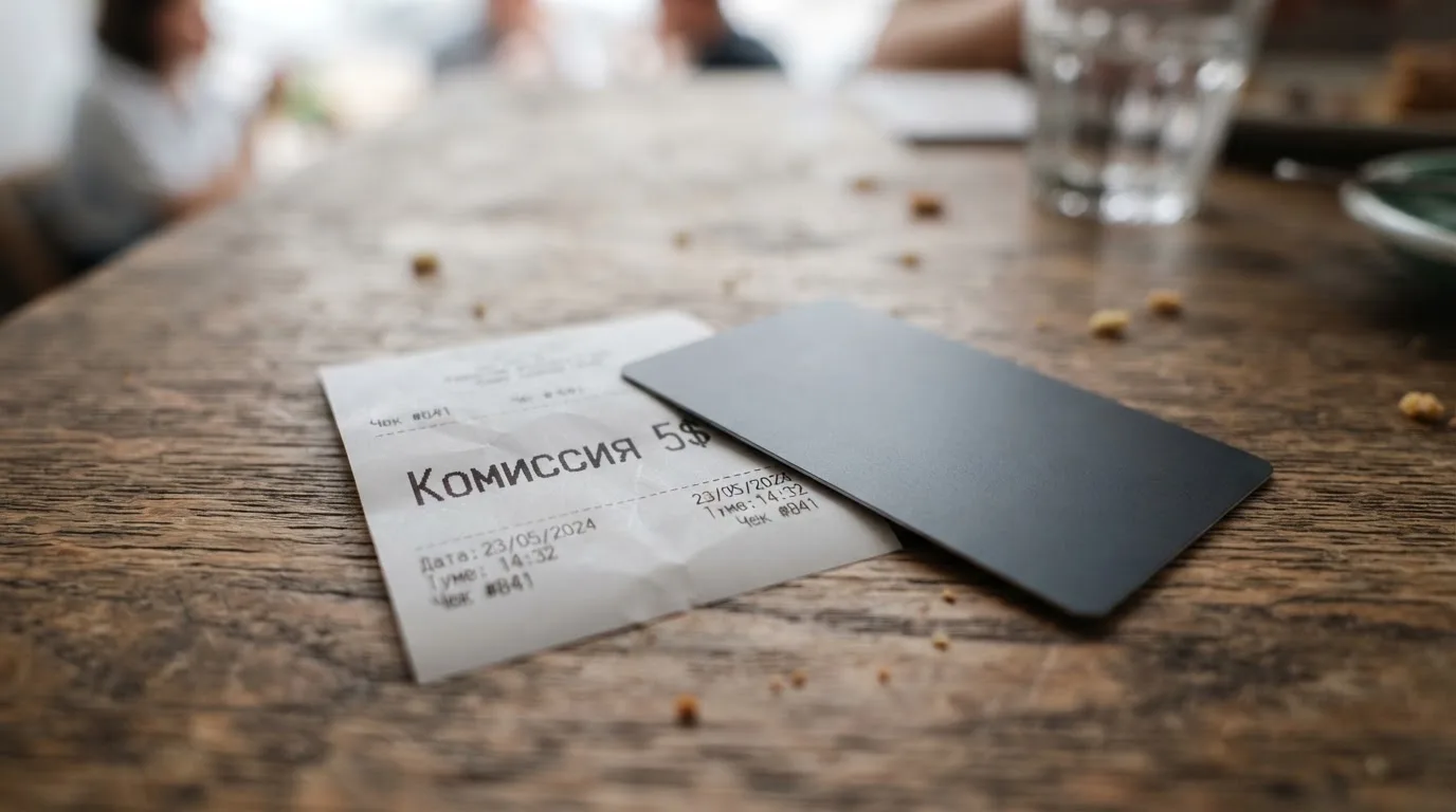 Чек и карта на столике в кафе