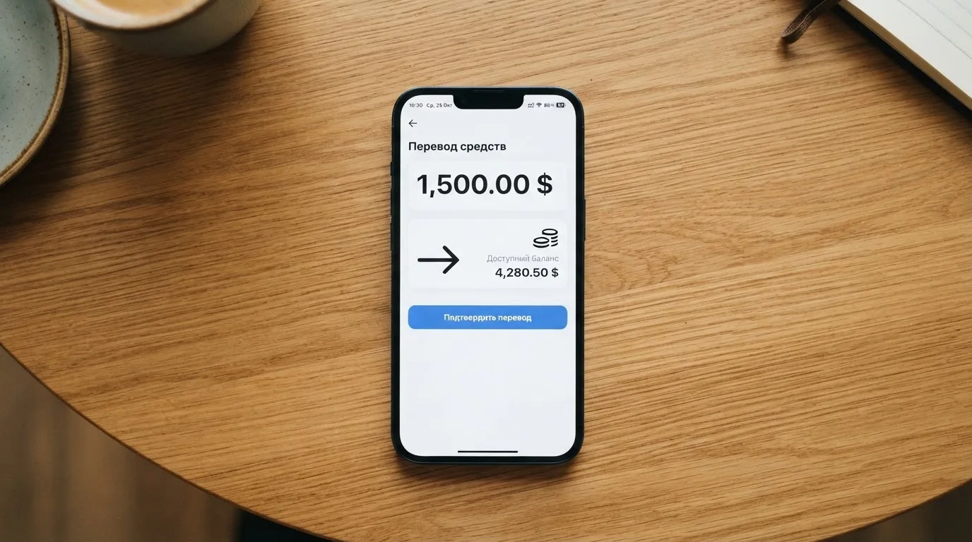 Телефон с экраном перевода стейблкоина